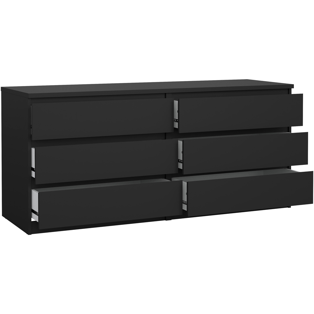 Florence 6 Drawer Black Matt Wide Chest of Drawers Image 4