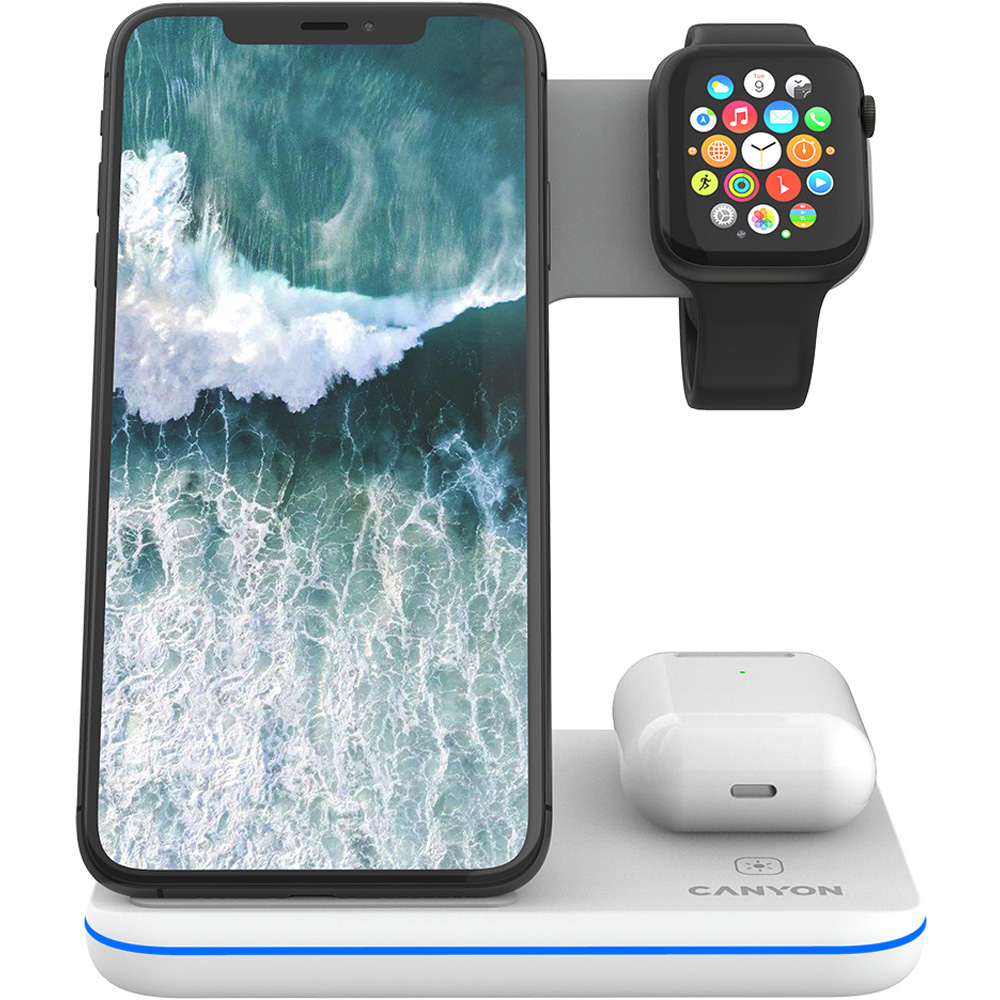 Canyon WS-303 3-in-1 White Wireless Charger 15W Image 2