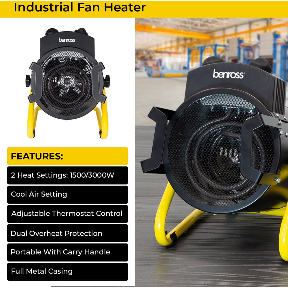 Benross Black Industrial Fan Heater 3000W Image 3