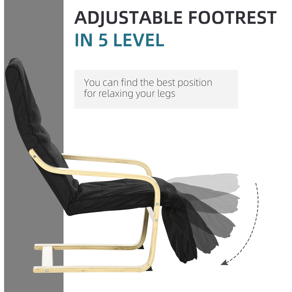 Portland Black Wooden Lounging Chair Image 5