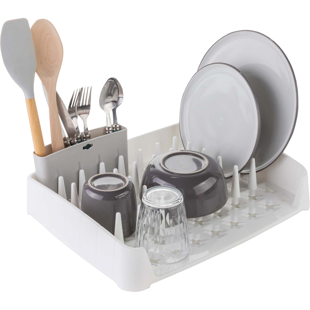 Minky White and Grey Dish Rack Caddy Image 3