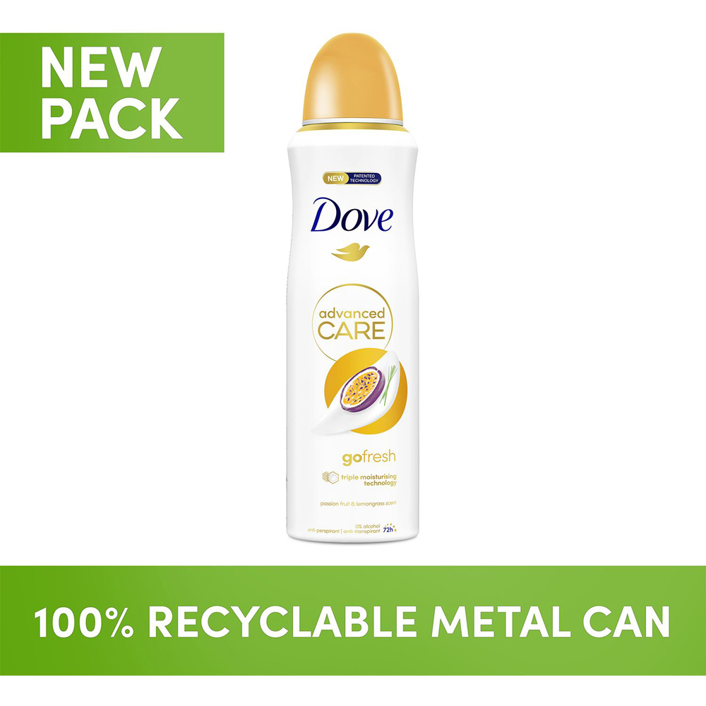 Dove Advanced Care Passion Fruit and Lemongrass Anti-Perspirant Deodorant Spray 200ml 12 Pack Image 6