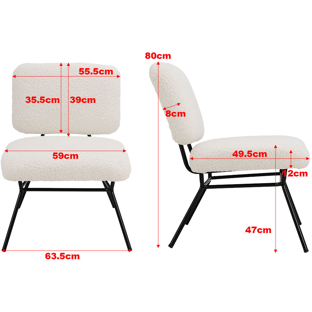 Living and Home Beige Faux Wool Accent Chair Image 9