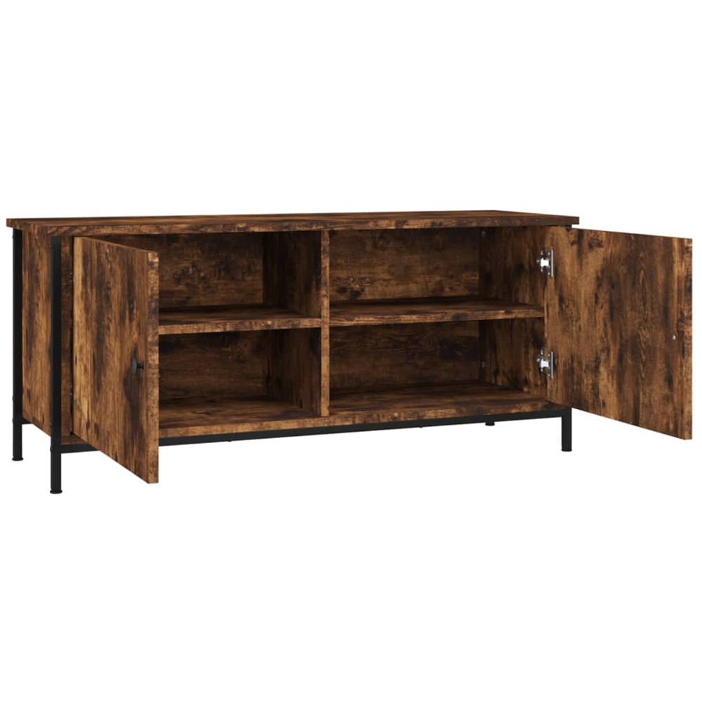 vidaXL 2 Door Smoked Oak TV Cabinet with Metal Stand Image 6