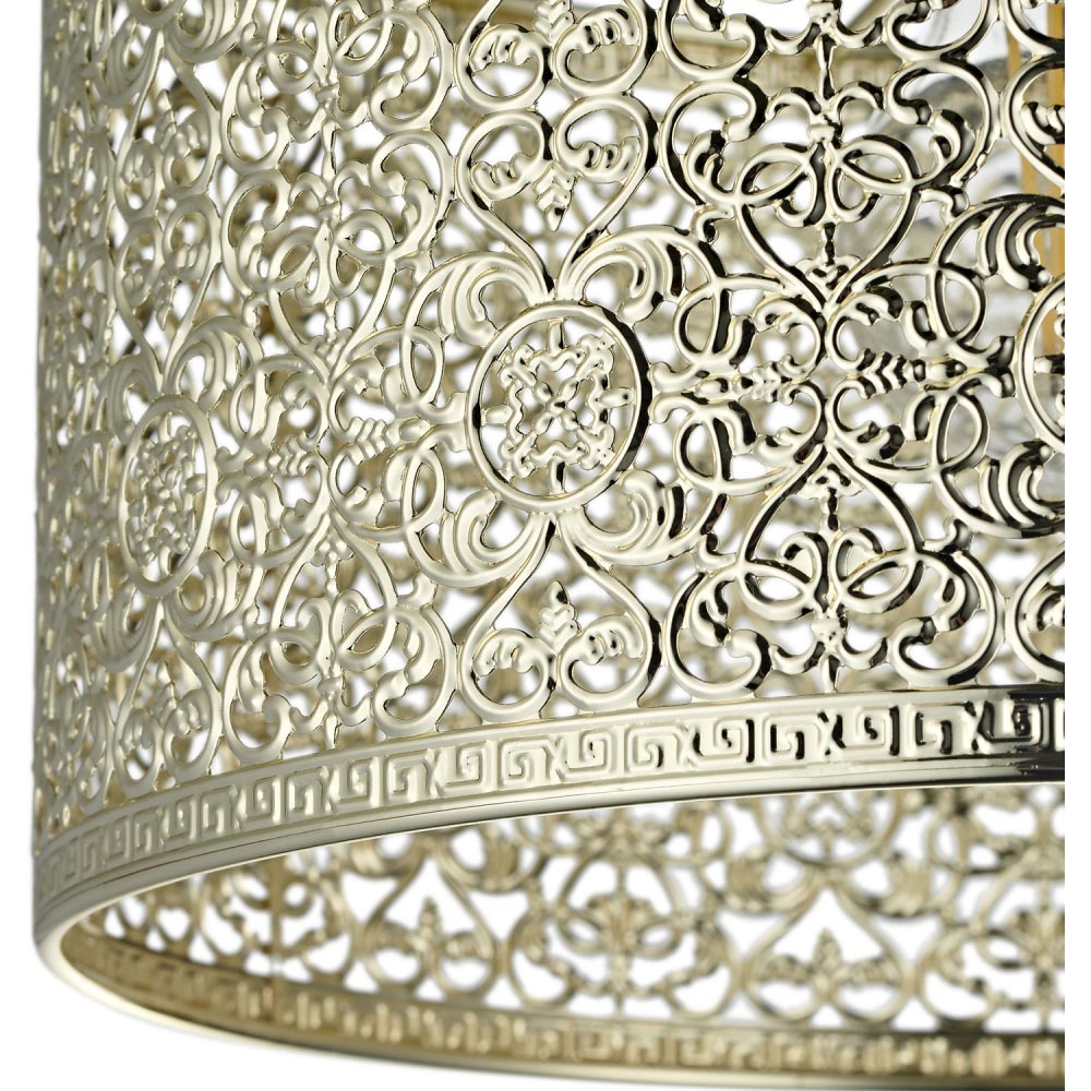 Happy Homewares Moroccan Style Ornate Shiny Gold Metal Pendant Shade Image 3