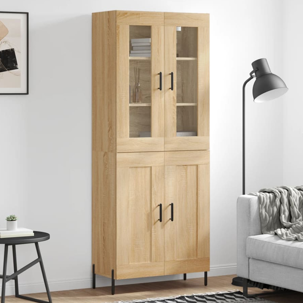 vidaXL 4 Door Sonoma Oak Highboard Image 1