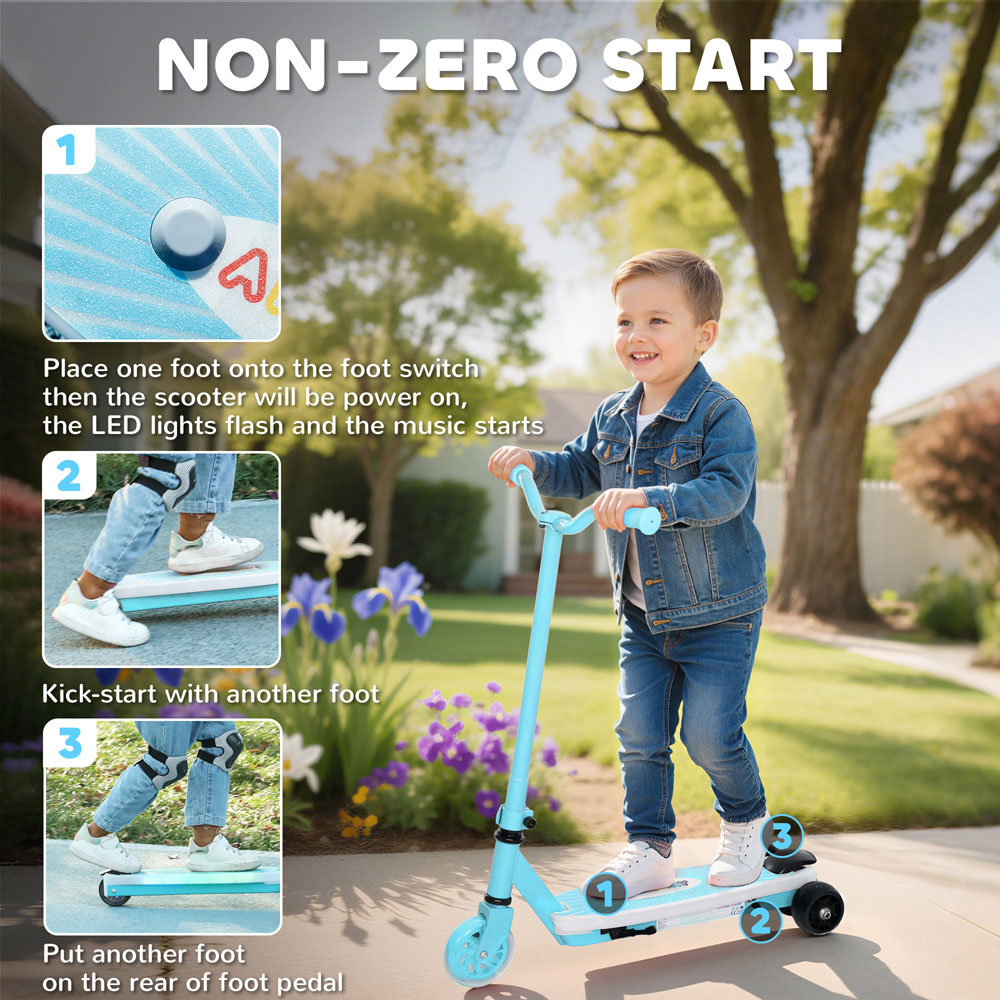 Tommy Toys AIYAPLAY Blue Electronic Ride-On Scooter with Auxiliary Rear Wheels Image 4