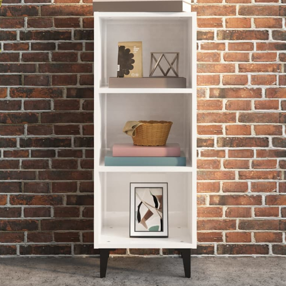 vidaXL 3 Shelf High Gloss White Sideboard Image 1