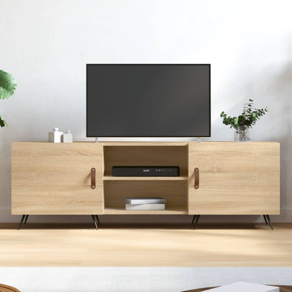 vidaXL 2 Door 2 Shelf Sonoma Oak Wide TV Cabinet Image 1