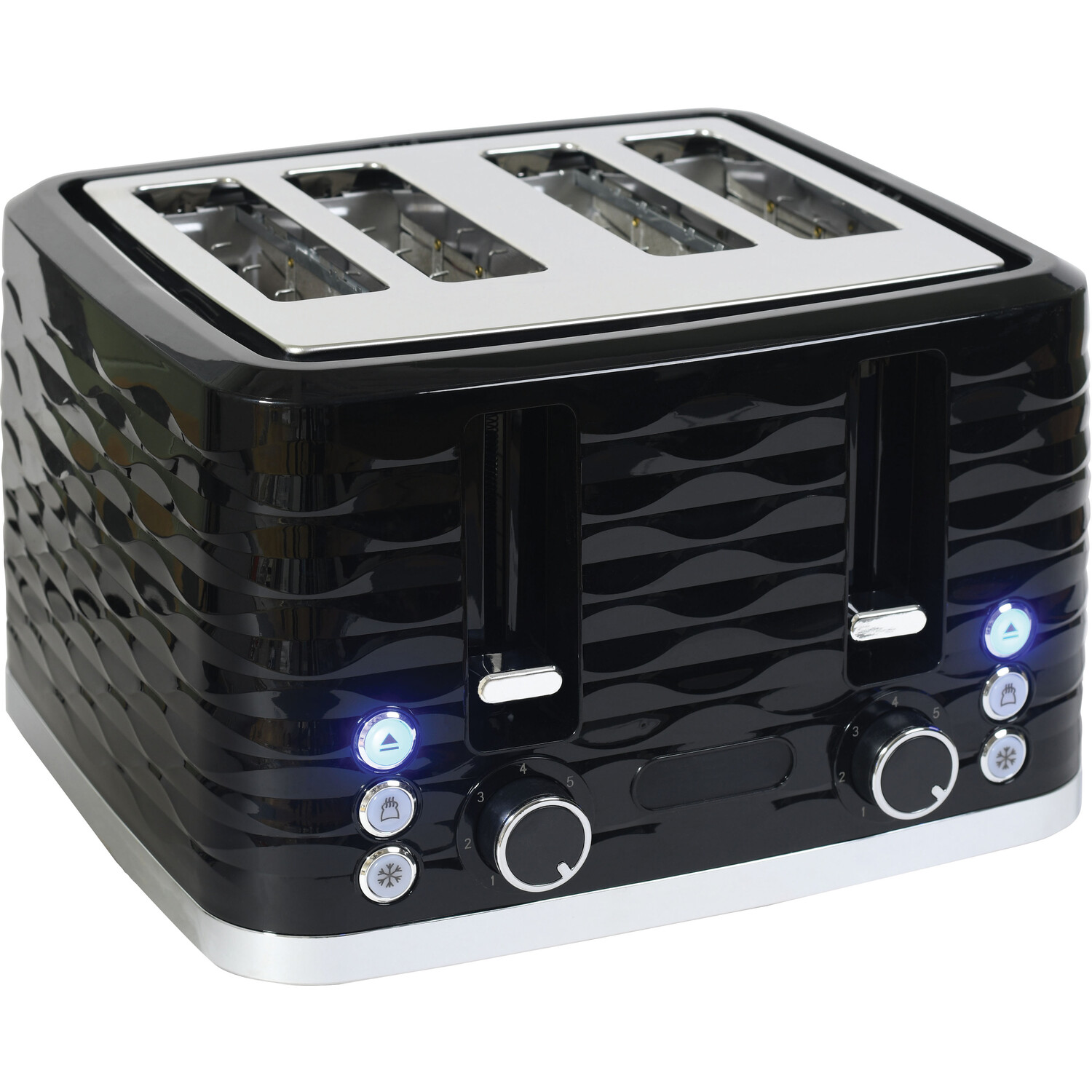 4-Slice Wave Textured Toaster - Black Image 1