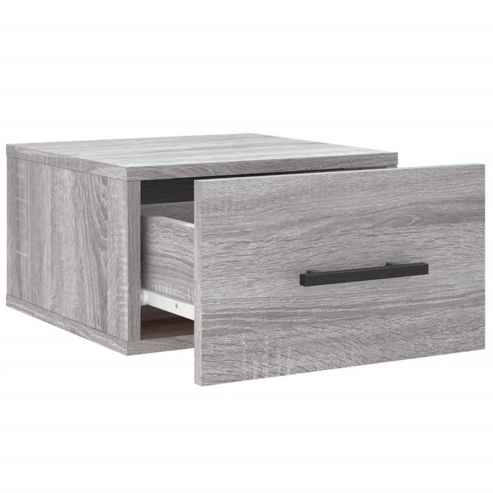 vidaXL Single Drawer Grey Sonoma Oak Wall Mounted Bedside Table Image 6