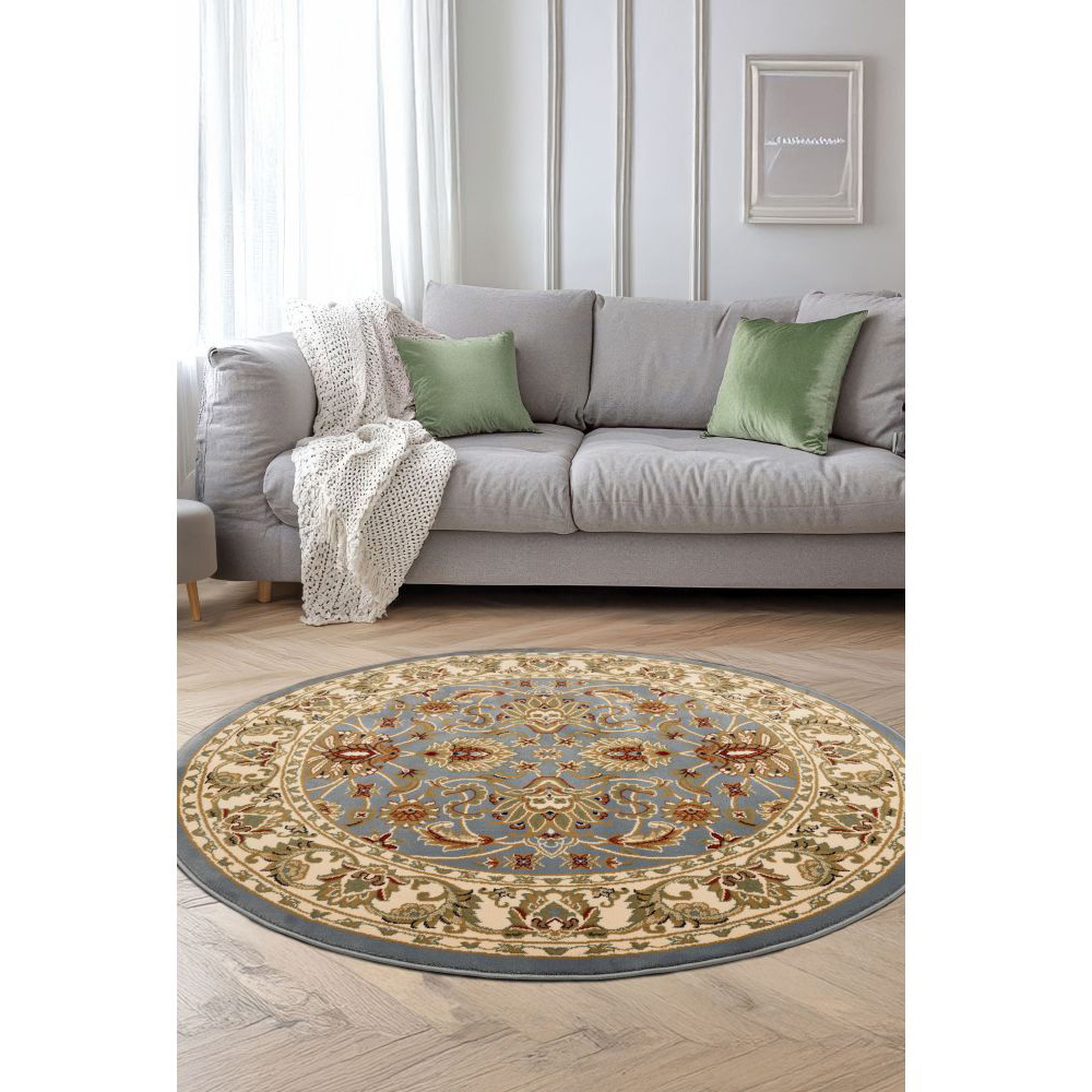 Homemaker Kellan Blue Antique Circular Rug 150cm Image 3