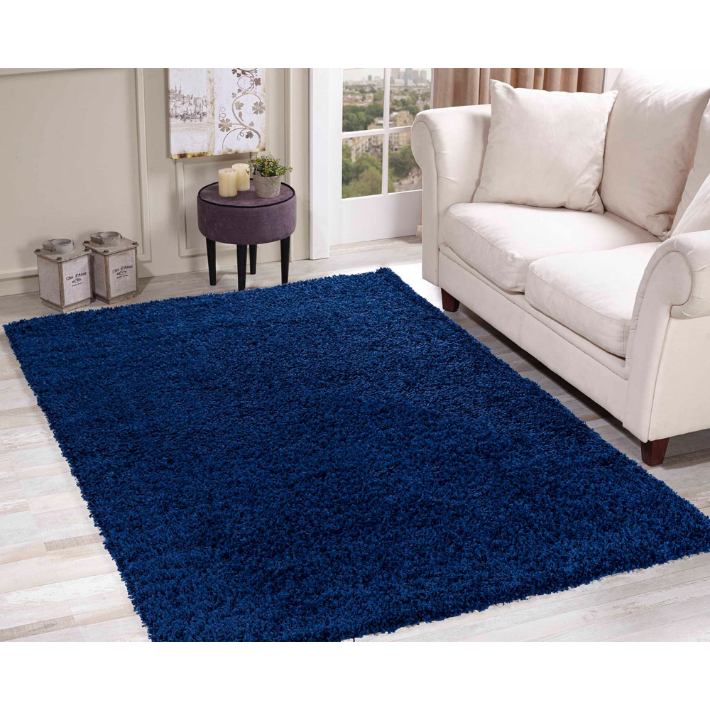 Desire Rugs Oxford Navy Plain Shaggy Rug 60 x 110cm Image 4