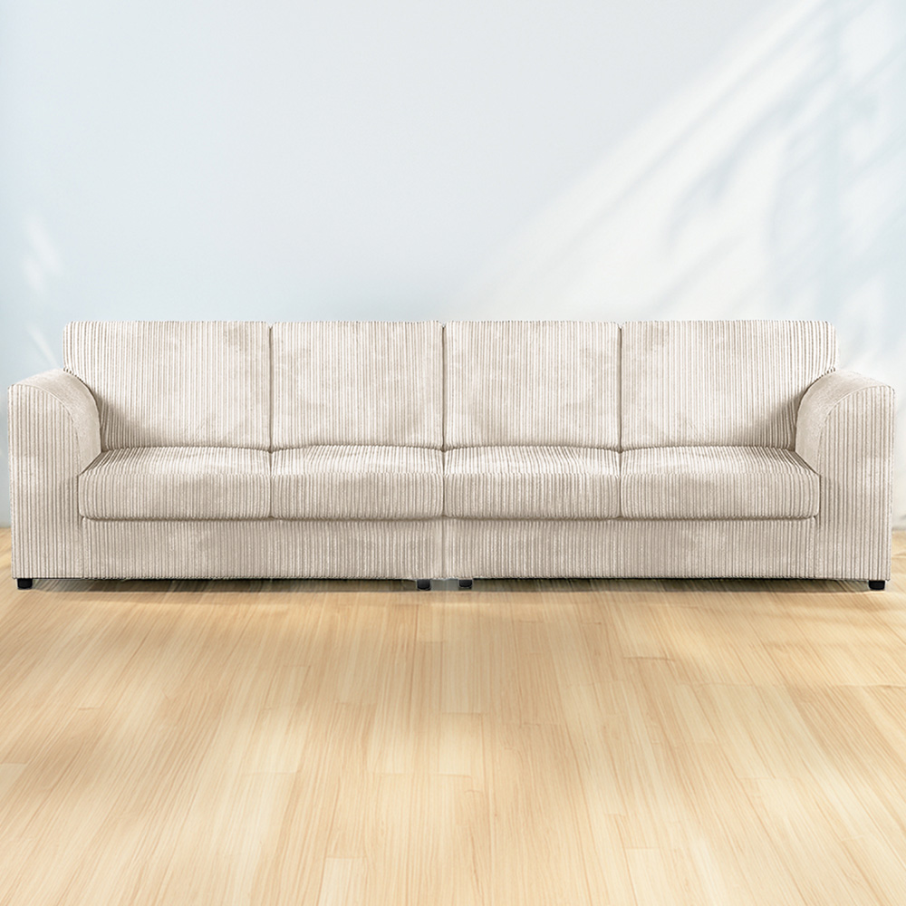 Luxor 4 Seater Cream Jumbo Cord Full Back Sofa Image 1