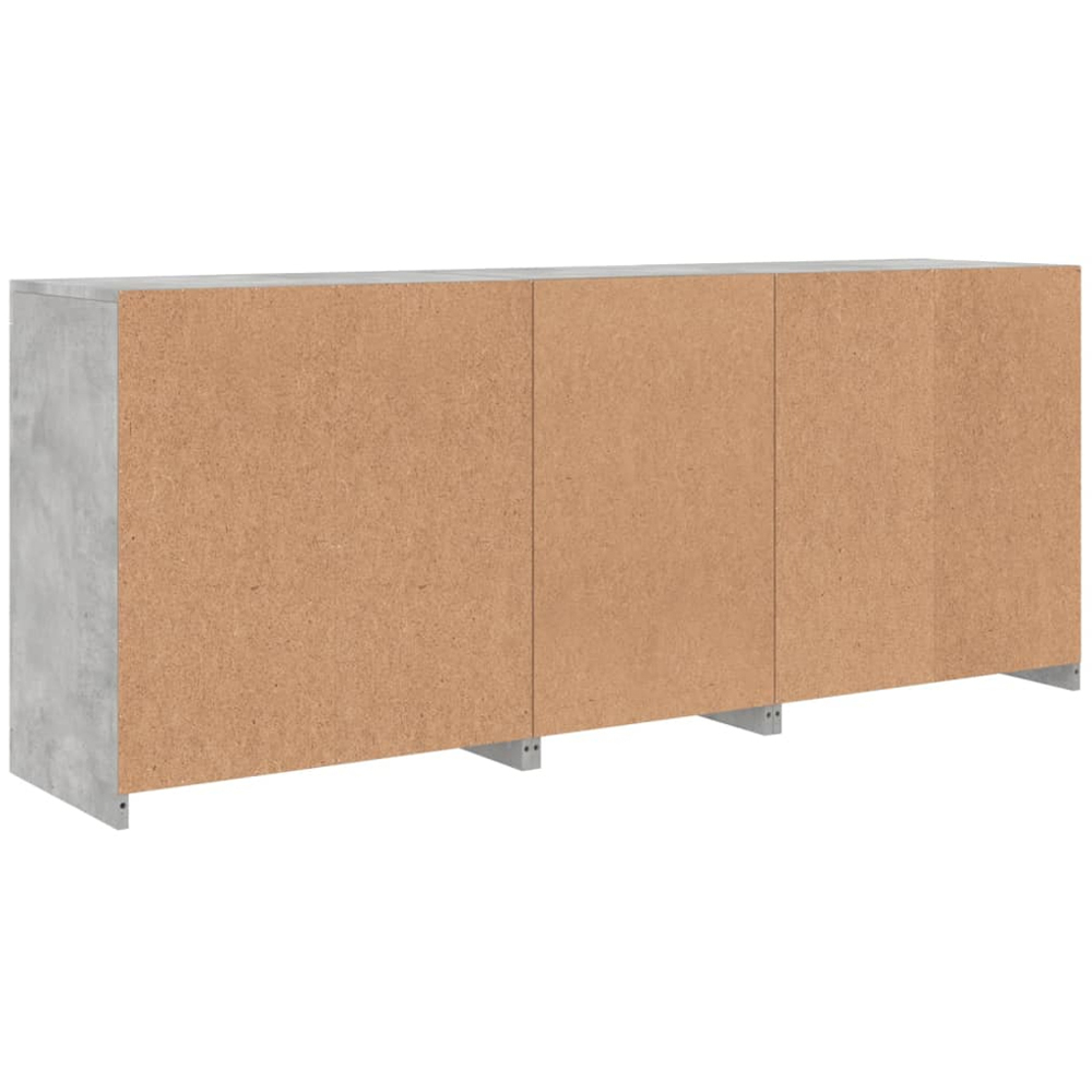 vidaXL Concrete Grey Wooden Sideboard with LED Lights 3 Piece Image 7