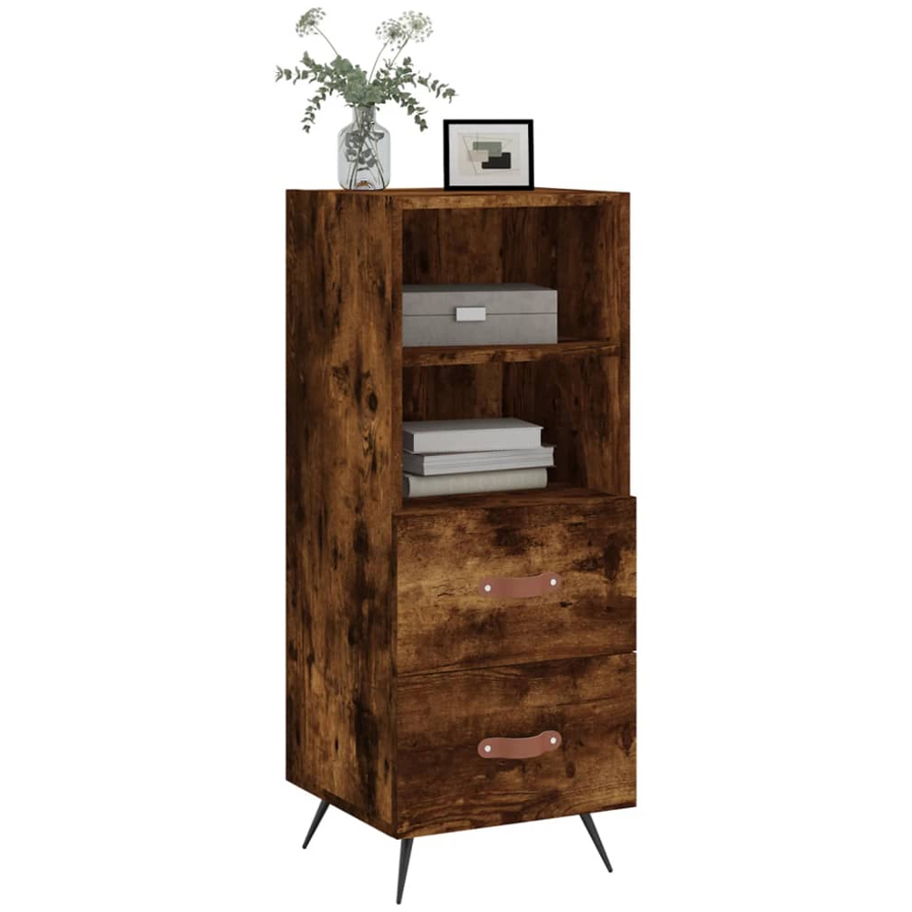 vidaXL 2 Drawer 2 Shelf Smoked Oak Sideboard Image 3