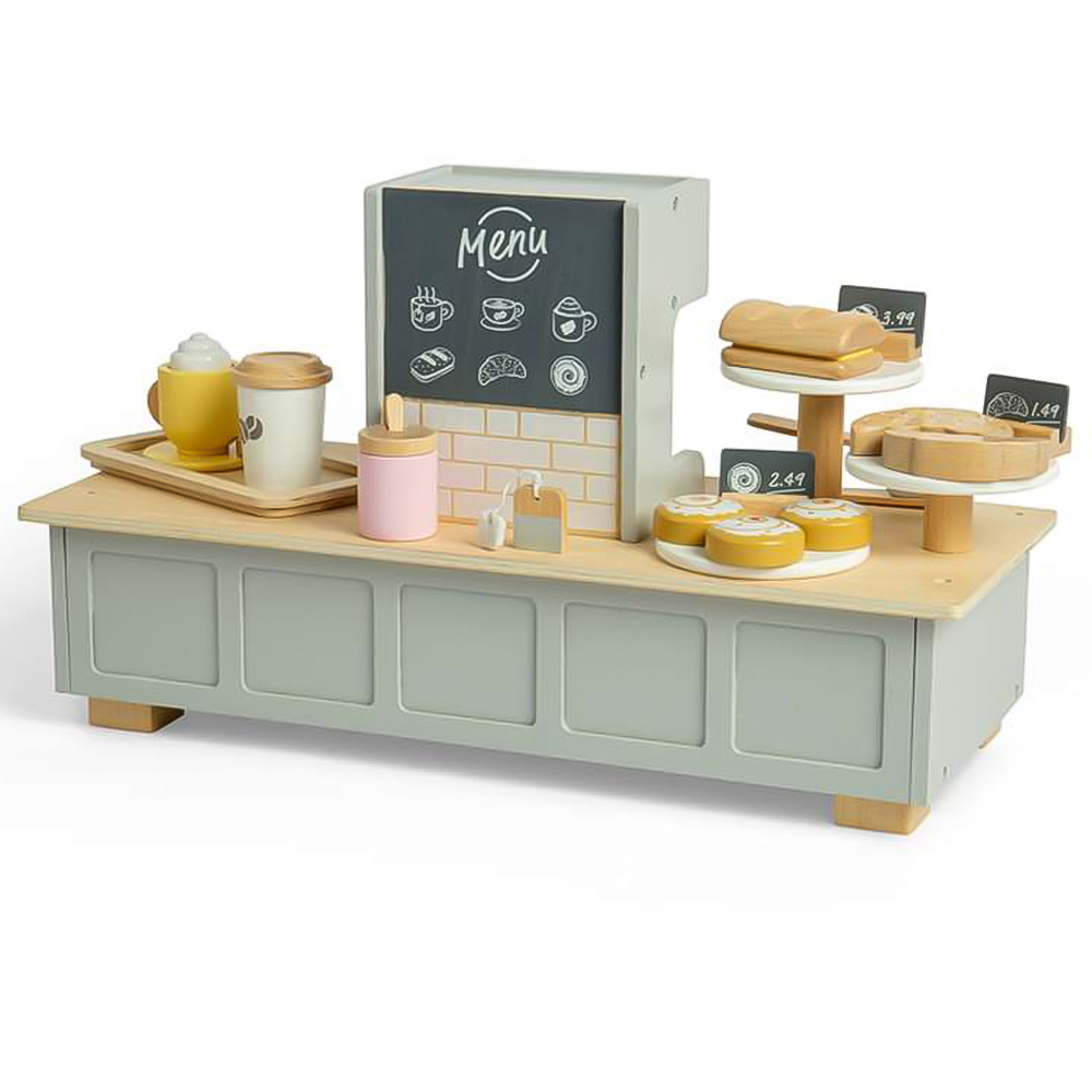 Bigjigs Toys Kids Wooden Coffee Shop Playset Image 3