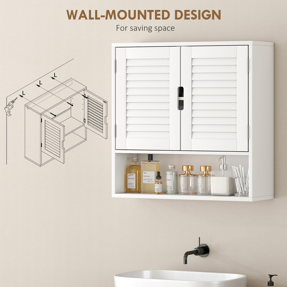 Portland 2 Door Single Shelf White Wall-Mounted Bathroom Storage Cabinet Image 8