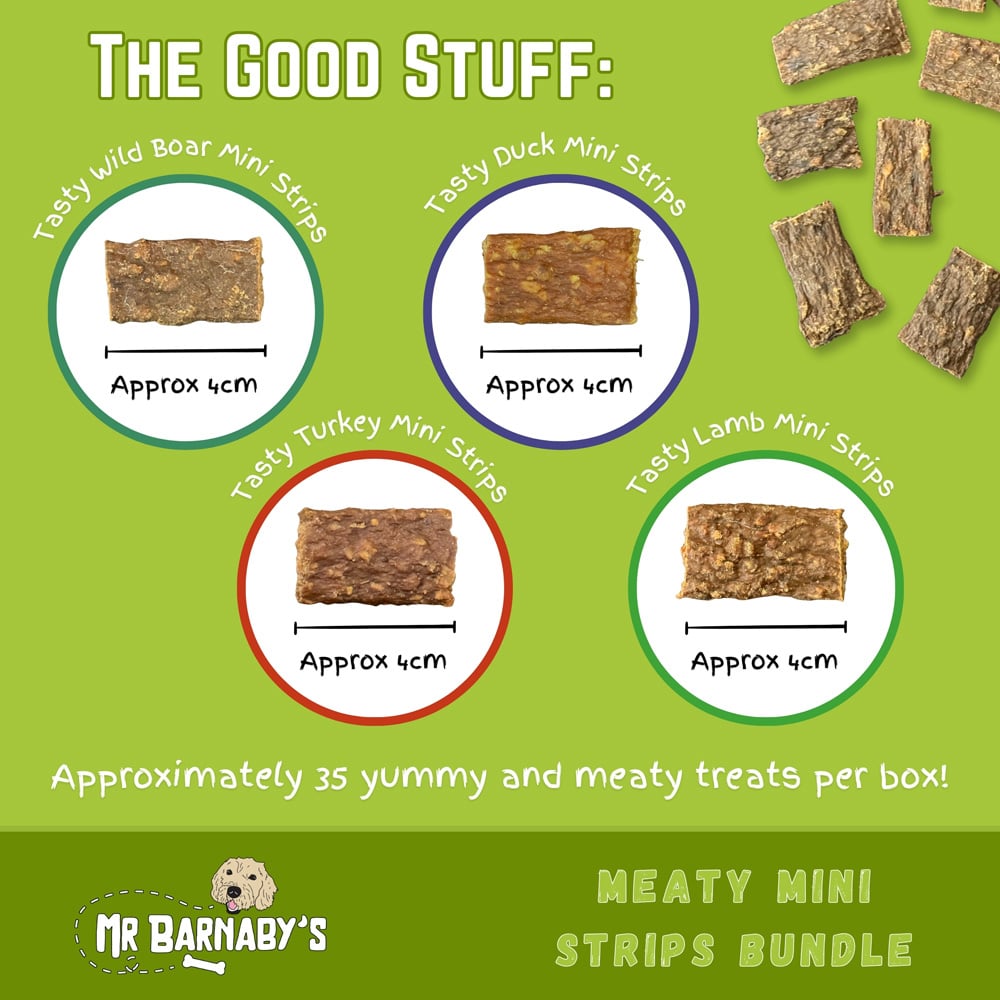 Mr Barnaby's Meaty Mini Strips Dog Treats Bundle 4 Pack Image 2