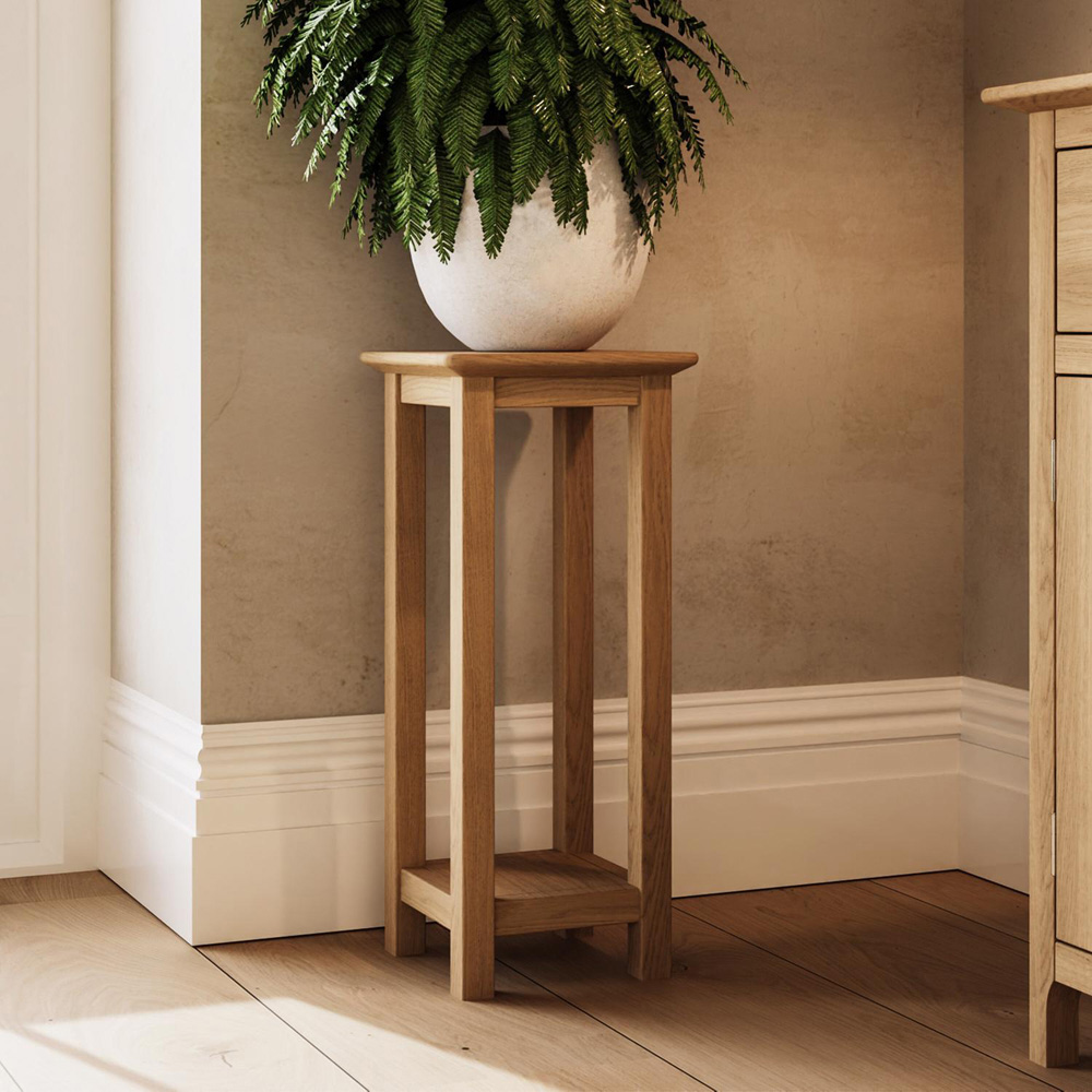 FWStyle Taberno Single Shelf Natural Lacquered Oak Side Table Image 5