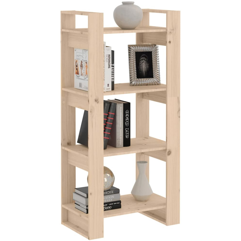 vidaXL 4 Shelf Natural Solid Pine Wood Bookcase Image 4
