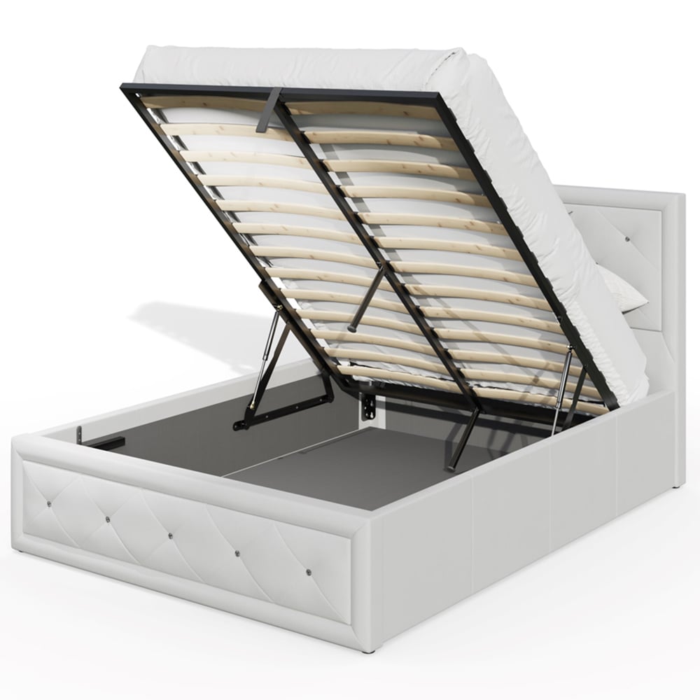 GFW Hollywood King Size White Gas End Lift Ottoman Bed with Buttoned Headboard Image 5