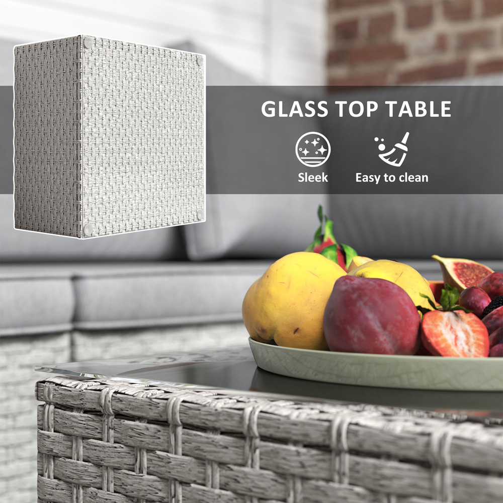 Outsunny 6 Seater Grey Rattan Garden Furniture Set with Cushions Image 7