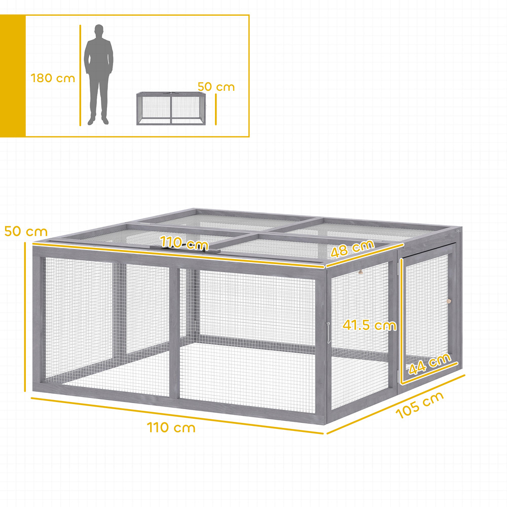 PawHut Foldable and Portable Rabbit Hutch with Open Top Image 9