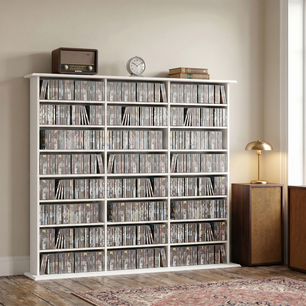 HOMCOM 24 Shelf White DVD Storage Unit Image 3