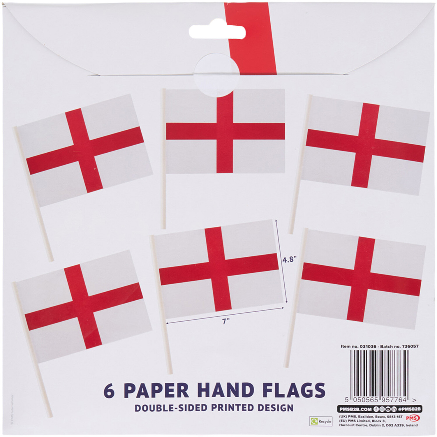 Pack of 6 World Cup 2026 England Hand Flags Image 2