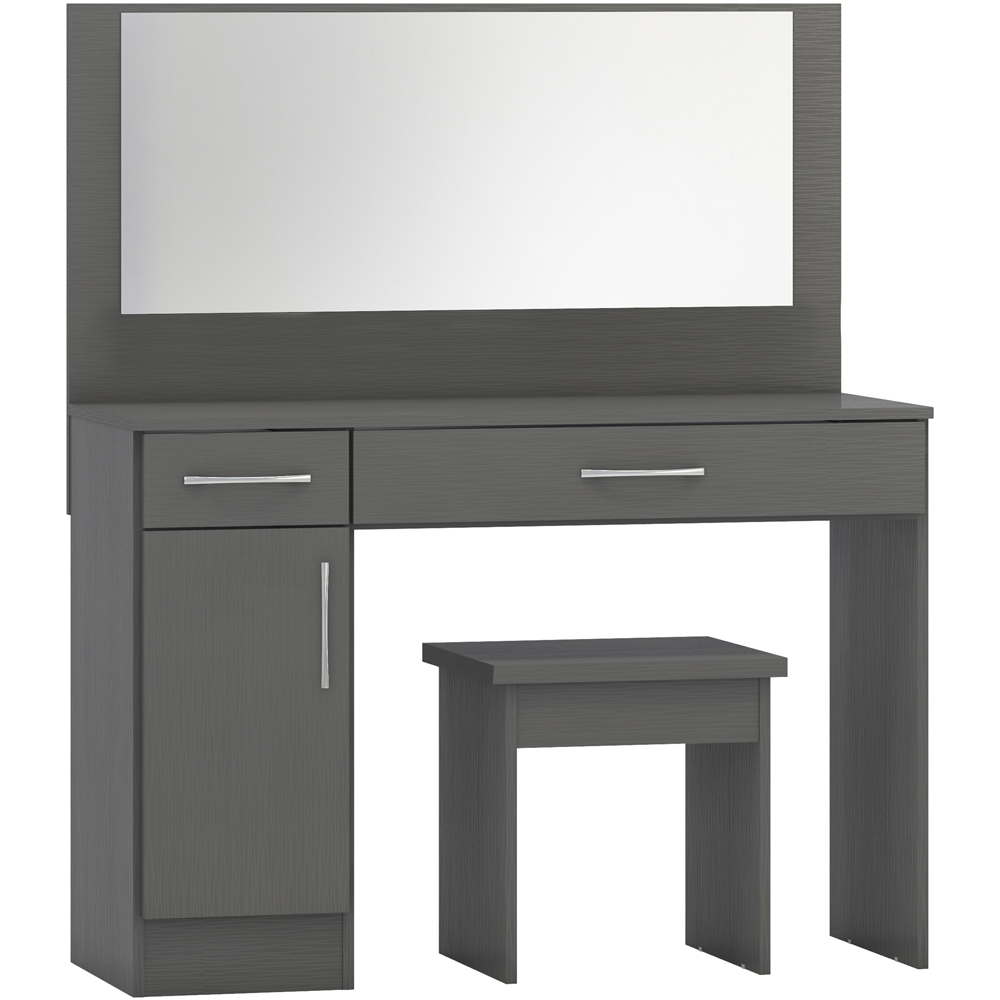 Seconique Nevada Single Door 2 Drawer 3D Effect Grey Dressing Table Set Image 4
