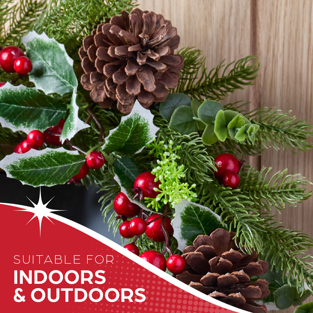 The Christmas Workshop Artificial Wreath with Pinecones and Holly Red Berries 45cm Image 5