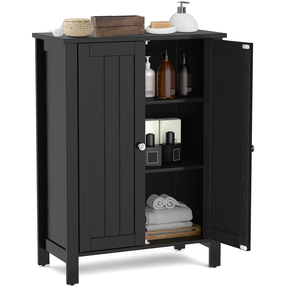 Costway 2 Door Black Adjustable Shelf Free Standing Floor Cabinet Image 2