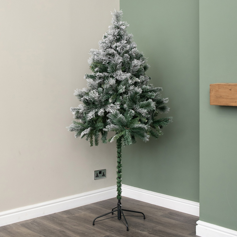 Samuel Alexander Snow Flocked Space Saving Artificial Christmas Tree with Metal Stand 6ft Image 2