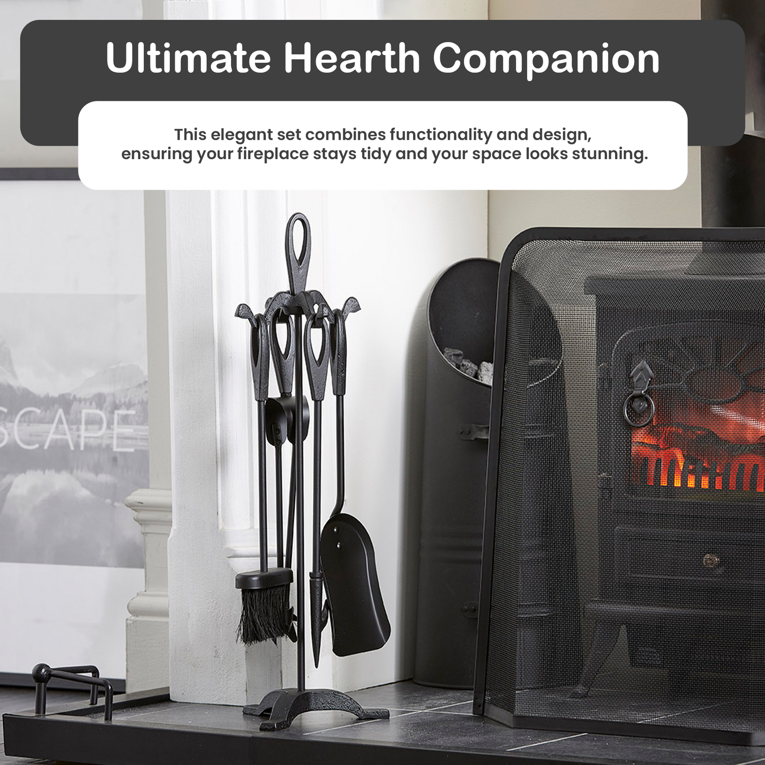 Black 5 Piece Companion Set Black Image 4