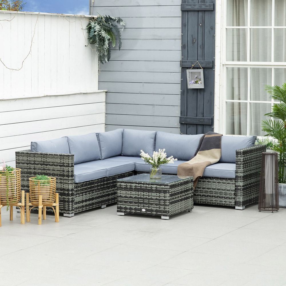 Outsunny 5 Seater Garden Dining Set Grey Image 1