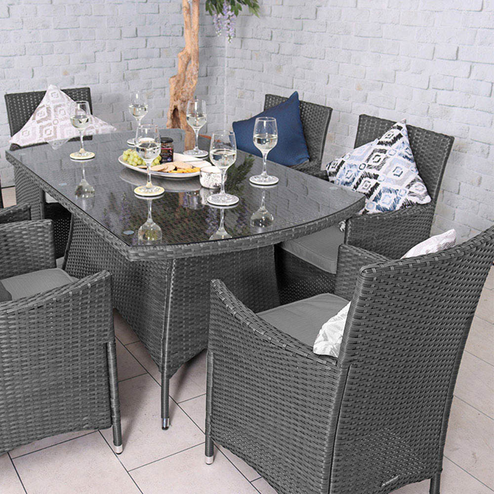 Royalcraft Nevada 6 Seater KD Rectangle Dining Set Grey Image 2