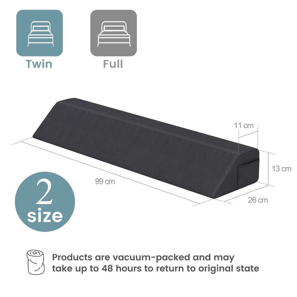 Costway Single Bed Wedge Pillow with 2 Storage Pockets Image 9