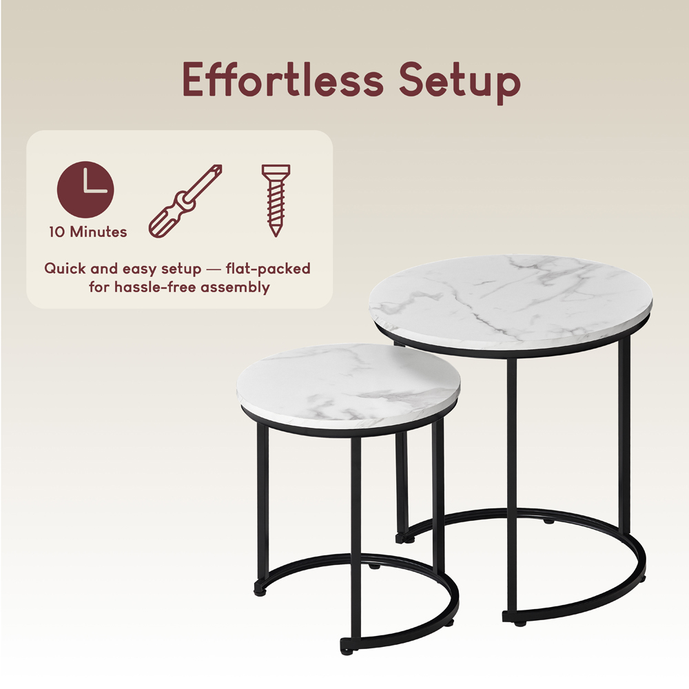 VIDA DESIGNS Brooklyn Marble Nest of Tables Set of 2 Image 8
