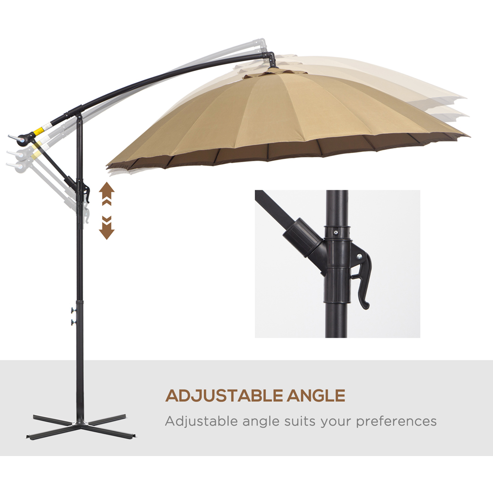 Outsunny Beige Crank Handle Cantilever Shanghai Parasol with Cross Base 3m Image 5