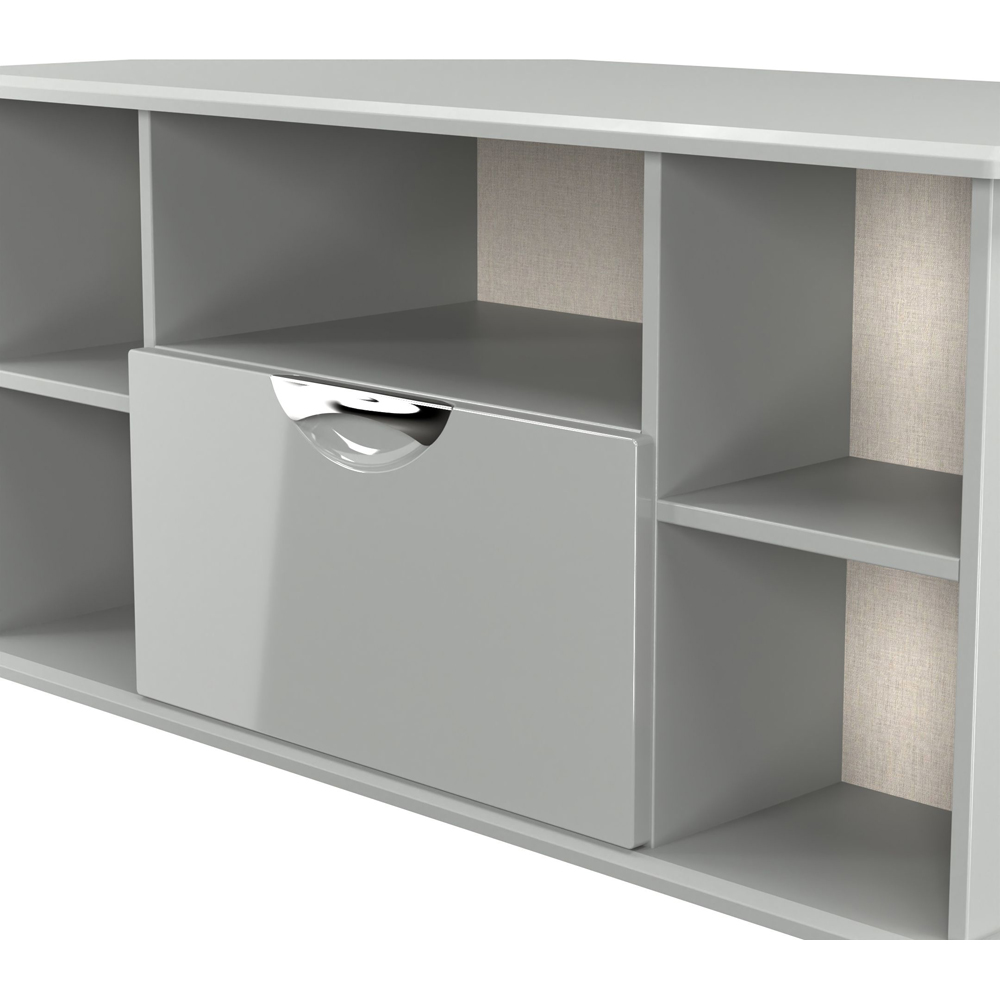 Crowndale Camden Single Drawer 5 Shelf Grey Gloss and Dusk Grey Corner TV Unit Ready Assembled Image 5