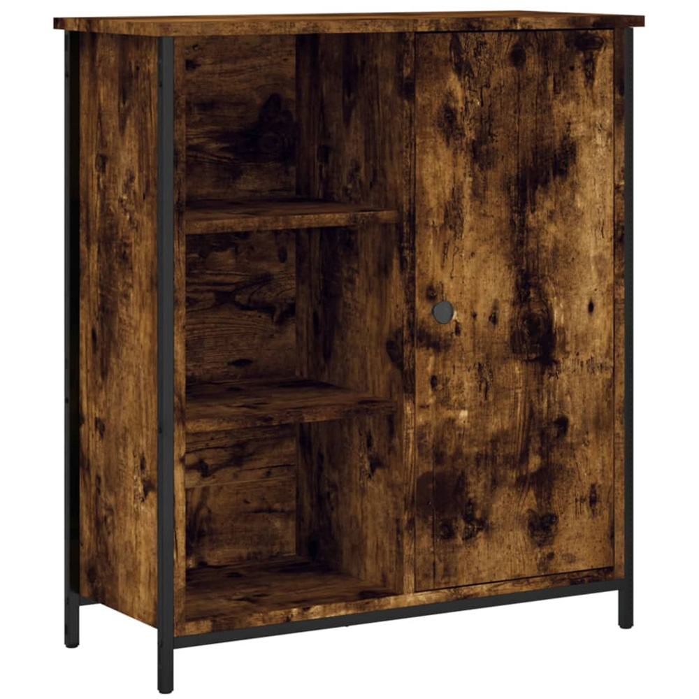 vidaXL Single Door 3 Shelf Smoked Oak Sideboard Image 2