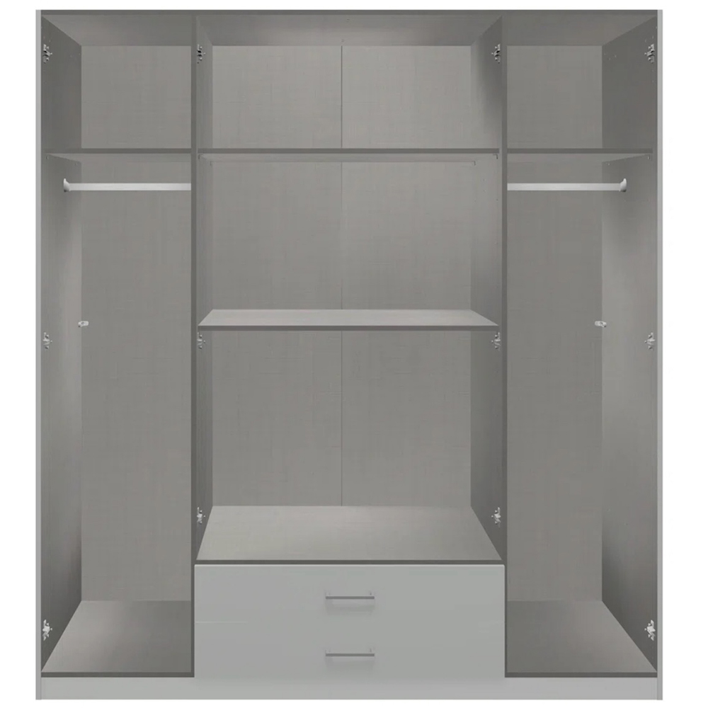 TJ'S Omega 4 Door 2 Drawer Oak and White Mirrored Wardrobe Image 3