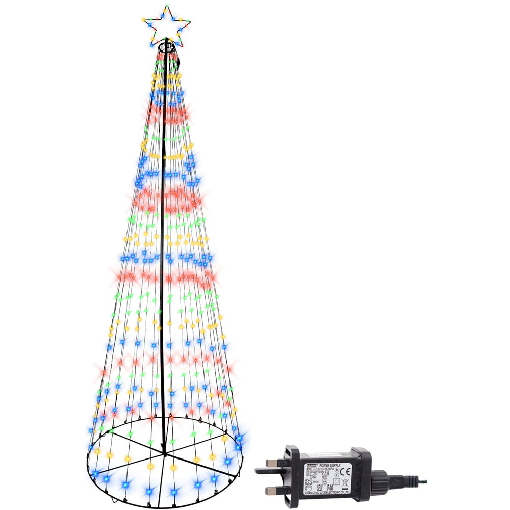 Shatchi Multicolour LED Pre Lit Maypole Artificial Christmas Tree 5.1ft Image 1