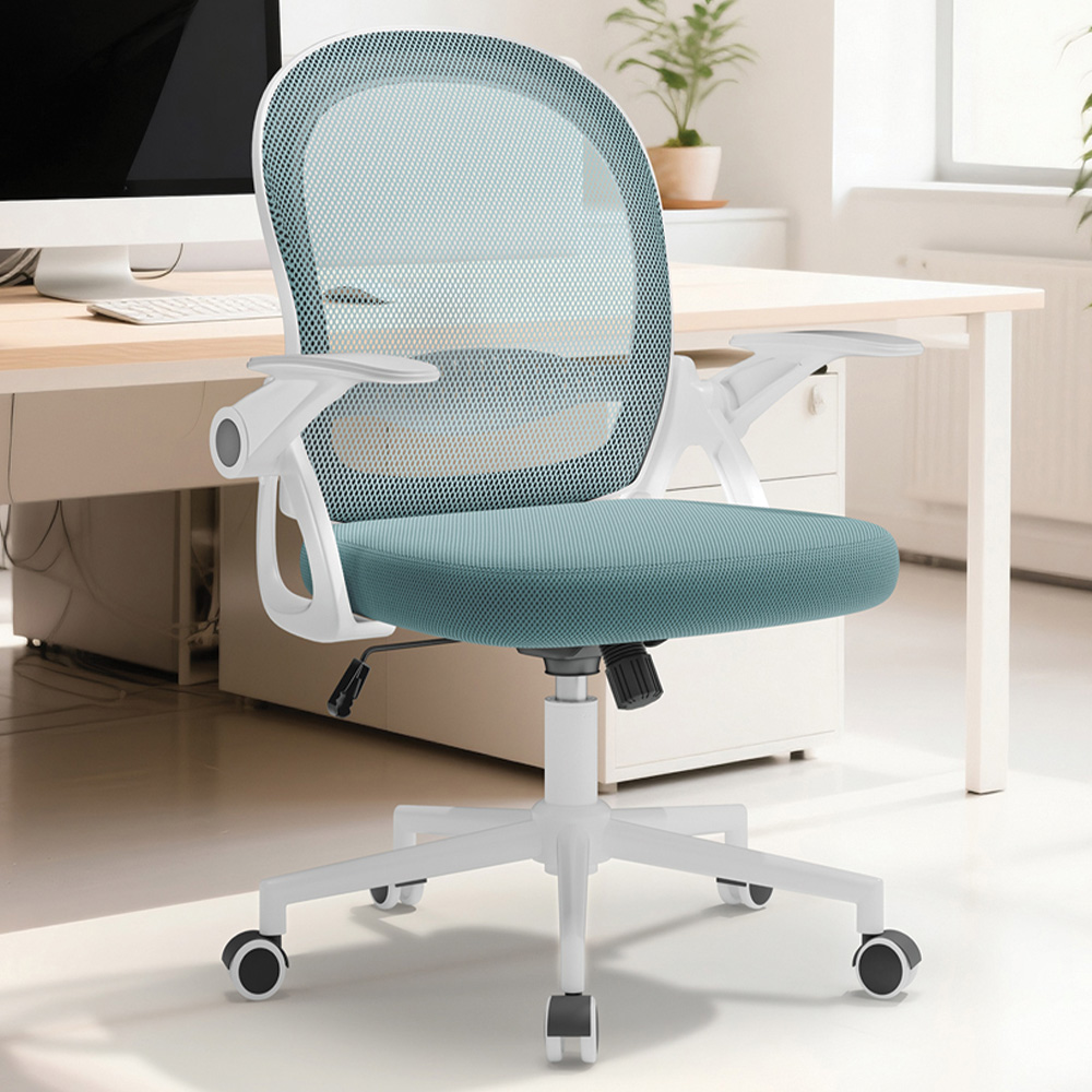 Rattrix Green Mid-Back Mesh Office Chair with Flip-Up Armrests Image 1