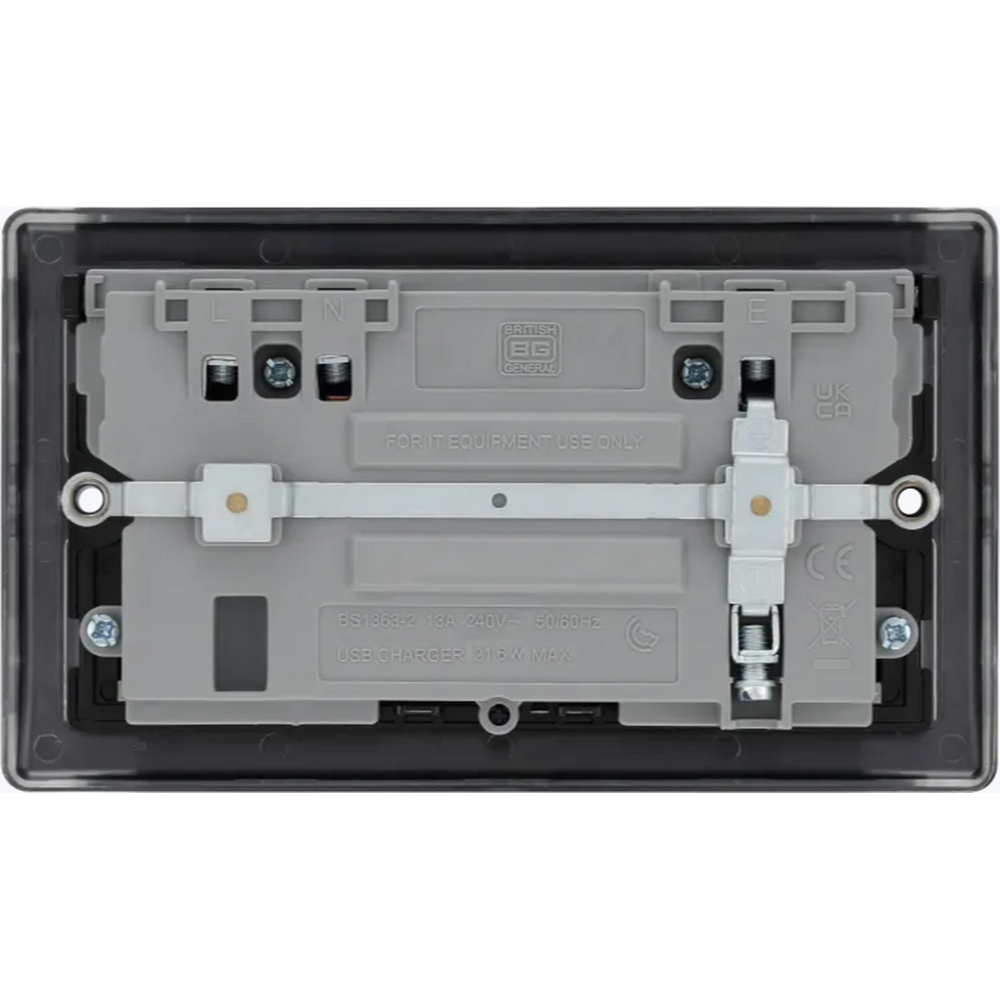 BG Nexus Metal 2 Gang Socket Matt Black Image 4