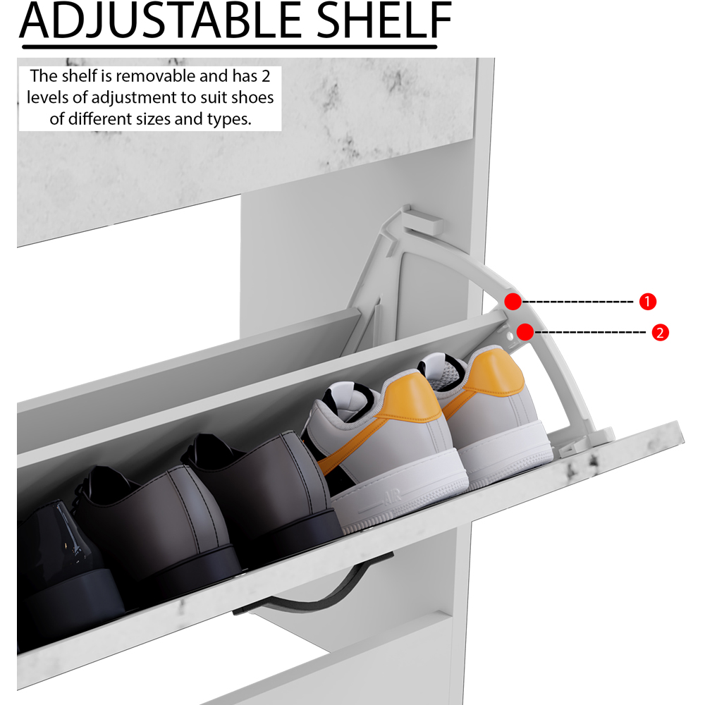 Vida Designs 2 Drawer White Marble Shoe Cabinet Image 6