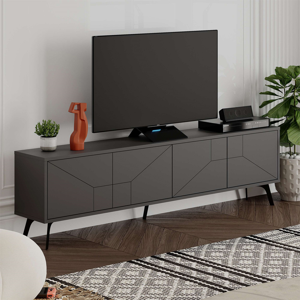 Decortie Dune Anthracite TV Stand with 4 Doors Image 1