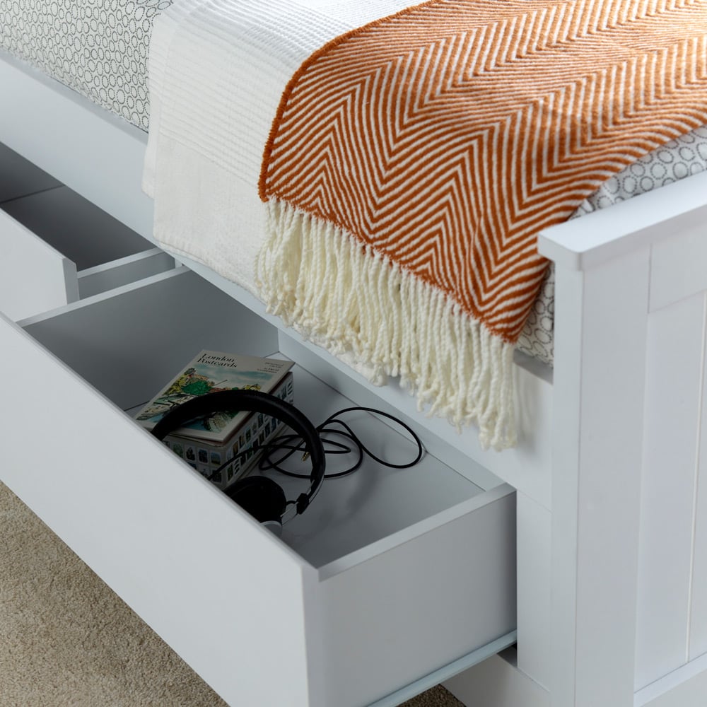 Bedmaster Enzo Single 3 Drawer White Wooden Bed Image 6