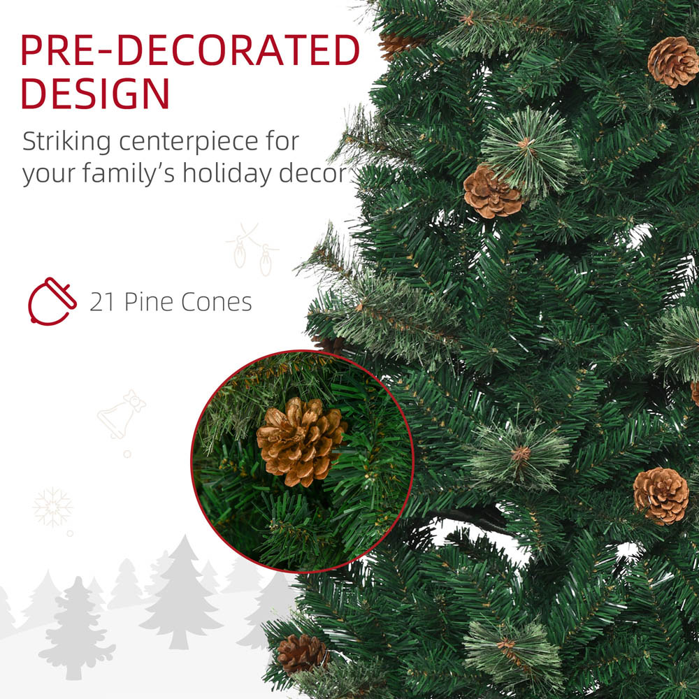 Everglow Pencil Slim Green Artificial Christmas Tree with 21 Pine Cones 5.5ft Image 6